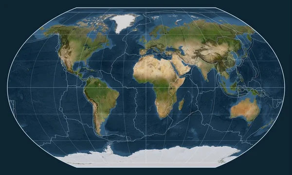Confini Della Placca Tettonica Una Mappa Satellitare Del Mondo Nella — Foto Stock