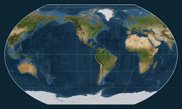 Mappa Satellitare Del Mondo Nella Proiezione Kavrayskiy Vii Incentrata Sulla — Foto Stock