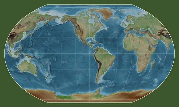 Кольорова Карта Висот Світу Проекції Каврейського Vii Зосереджена Меридіані Західній — стокове фото