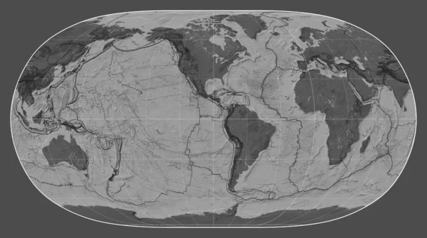 Tectonische Plaatgrenzen Een Bilevel Kaart Van Wereld Natural Earth Projectie — Stockfoto