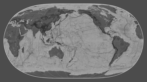 Mapa Bilevel Del Mundo Proyección Tierra Natural Centrado Meridiano 180 — Foto de Stock
