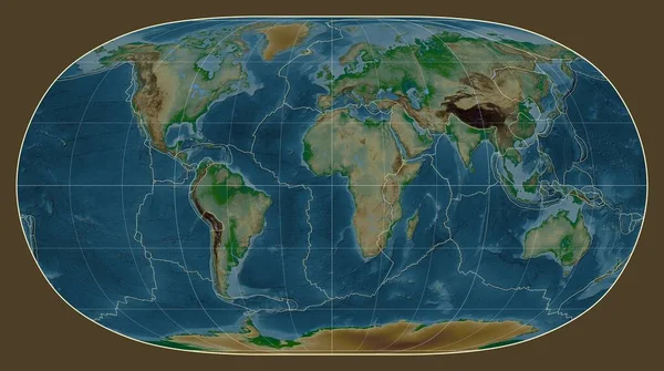 Tektonische Plattengrenzen Auf Einer Physikalischen Weltkarte Der Natural Earth Projektion — Stockfoto
