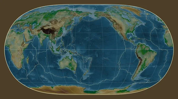 Межі Тектонічних Плит Фізичній Карті Світу Проекції Природньої Землі Зосереджені — стокове фото