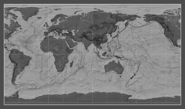 Bilevel Mapa Světa Pattersonově Válcové Projekci Středem Poledníku Východní Délky — Stock fotografie