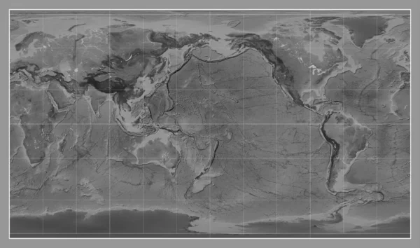 Grayscale Kaart Van Wereld Patterson Cilindrische Projectie Gecentreerd Meridiaan 180 — Stockfoto