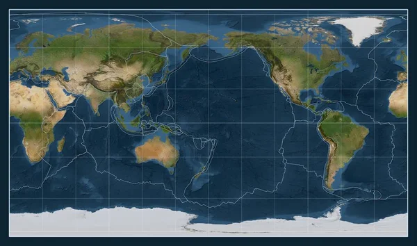 Tectonic Platta Gränser Satellit Karta Över Världen Patterson Cylindrisk Projektion — Stockfoto