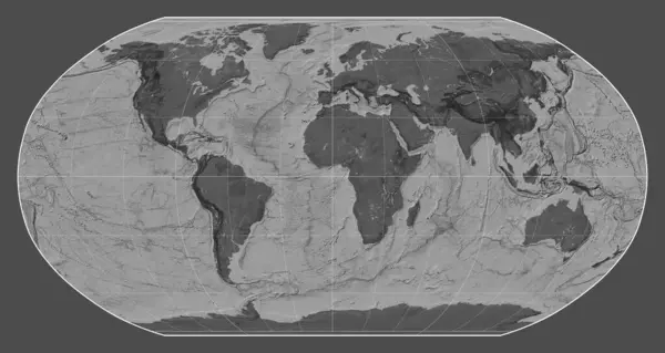Bilevel Karte Der Welt Der Robinson Projektion Zentriert Auf Den — Stockfoto