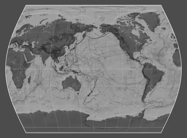 Världens Tvåsidiga Karta Times Projektion Centrerad Meridianen 180 Longitud — Stockfoto