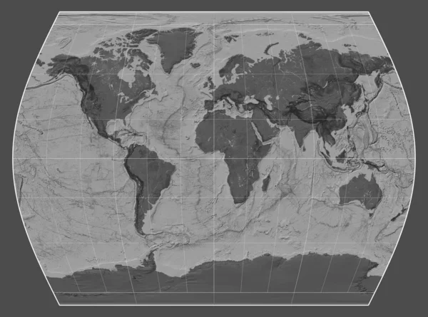 Mapa Bilevel Del Mundo Proyección Times Centrado Meridiano Longitud —  Fotos de Stock