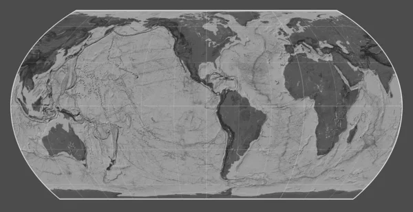 Bilevel Map World Hatano Asymmetrical Equal Area Projection Centered Meridian Stock Photo