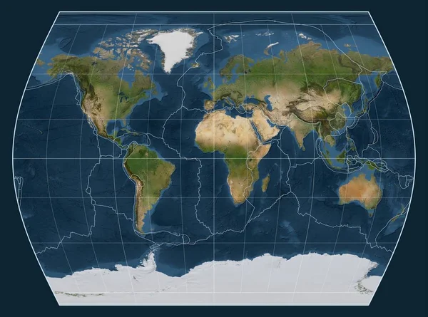 Confini Placca Tettonica Una Mappa Satellitare Del Mondo Nel Times — Foto Stock