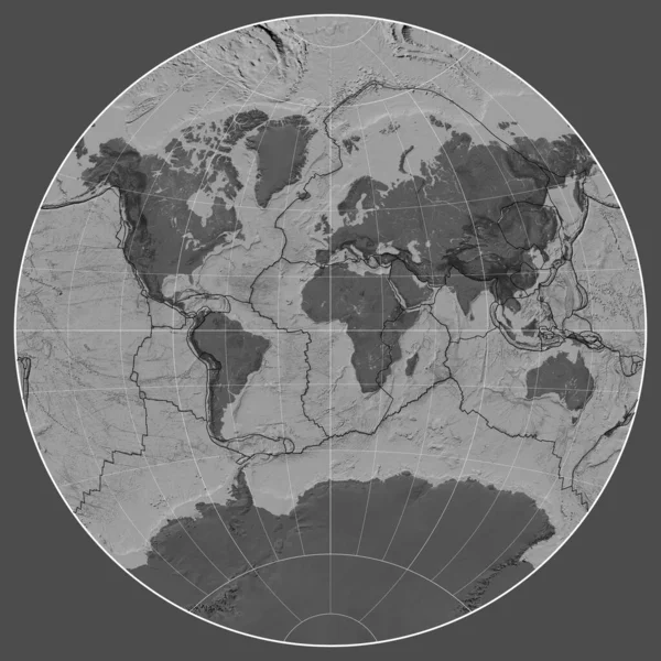 Limites Des Plaques Tectoniques Sur Une Carte Bilevel Monde Dans — Photo