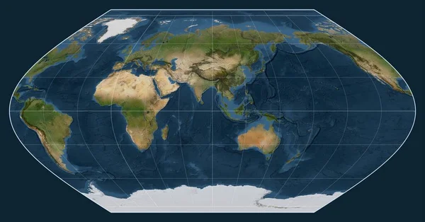 Satellitenkarte Der Welt Der Winkel Projektion Mittig Auf Dem Meridian — Stockfoto