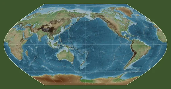 Hranice Tektonických Desek Barevné Výškové Mapě Světa Projekci Winkel Středem — Stock fotografie