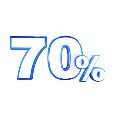 Siyah arkaplanda mavi yüzde 70 işareti