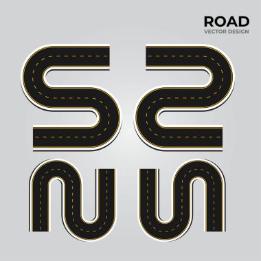 Gri izole bir arkaplanda viraj yolu