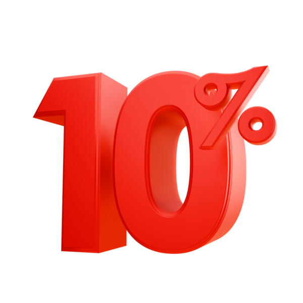 Kırmızı% 10 işareti. 3d oluşturma.