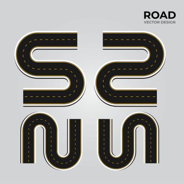 Gri izole bir arkaplanda viraj yolu