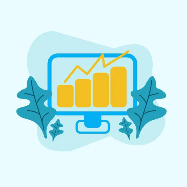 masaüstü izleme büyümesi ve yatırım kar kavramının düz illüstrasyonunu analiz