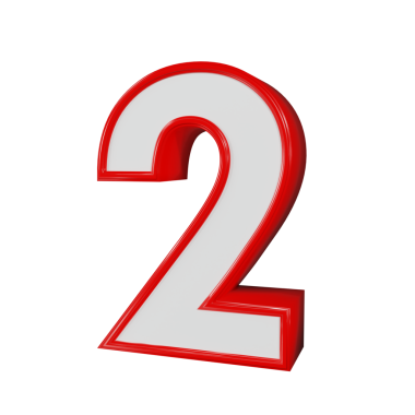 Siyah arkaplanda 2 numara - 3D görüntüleme