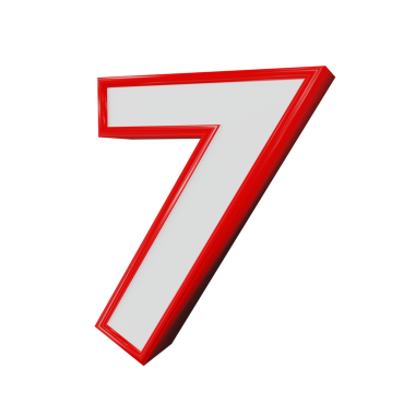 Beyaz arkaplanda kırmızı yedi yedi..