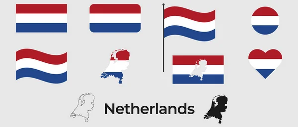 Drapeau Des Pays Bas Silhouette Des Pays Bas Symbole National — Image vectorielle
