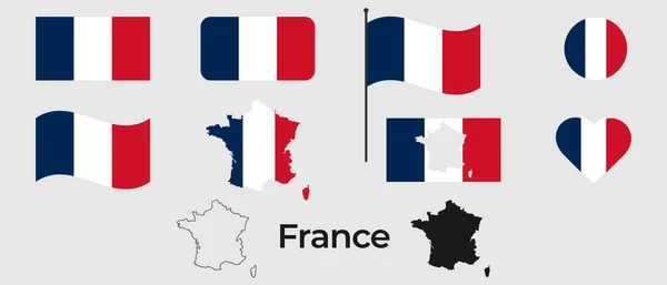 Bandera Francia Silueta Francia Símbolo Nacional — Vector de stock