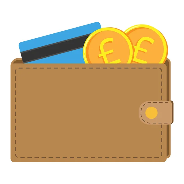 Πορτοφόλι Κέρματα Και Πιστωτική Κάρτα Επίπεδη Διανυσματική Απεικόνιση — Διανυσματικό Αρχείο