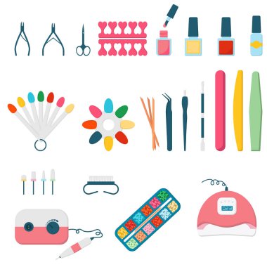Manicure tools icons set. Professional manicure. Vector illustration