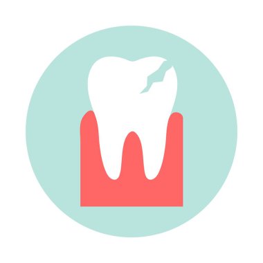 Cracked tooth vector flat icon. Dental Problem