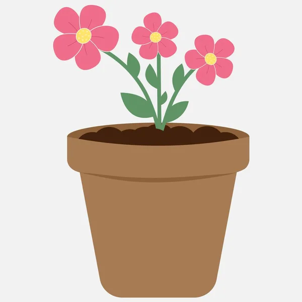 Flower Pot Plant Flat Vector Illustration — Stock Vector