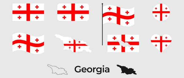 格鲁吉亚国旗 格鲁吉亚的轮廓 国家标志 — 图库矢量图片