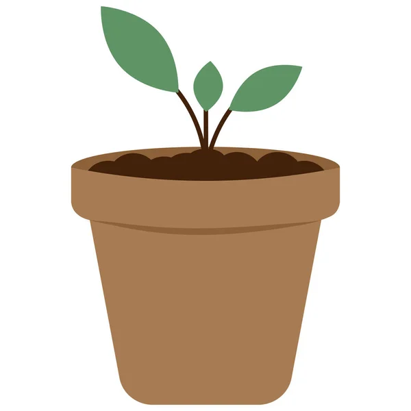 植物と花の鍋 平面ベクトル図 — ストックベクタ