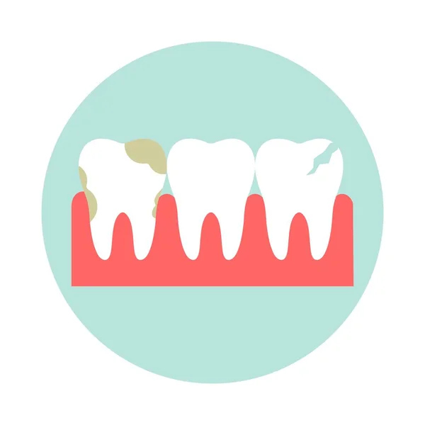 Οδοντιατρική Σειρά Βρώμικα Υγιή Και Ραγισμένα Δόντια — Διανυσματικό Αρχείο