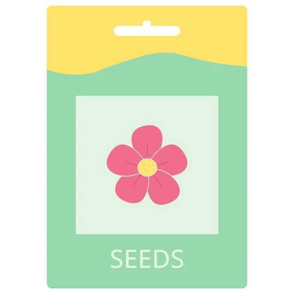 Packet Flower Seeds Vector Flat Illustration — Stock Vector