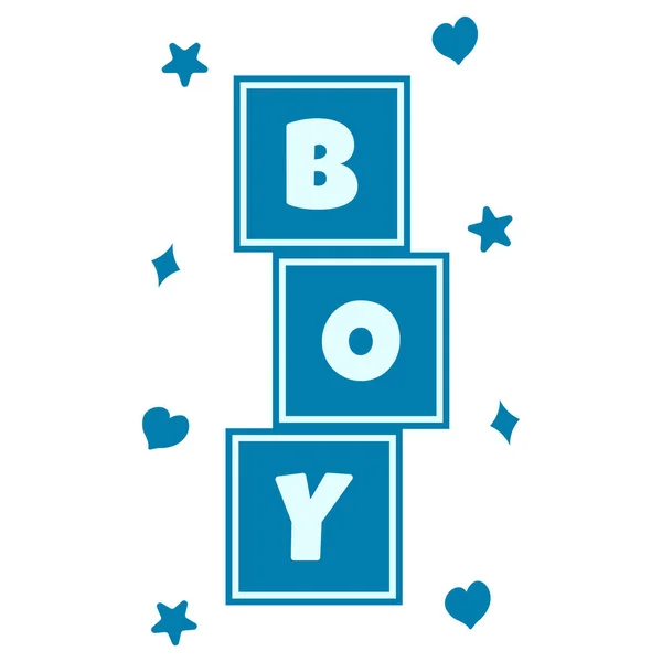 Charming Baby Boy Blocks Design Dětské Sprchy Vektorová Ilustrace — Stockový vektor