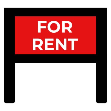 Emlak kira tabelası. Kiralık vektör kırmızı işareti.