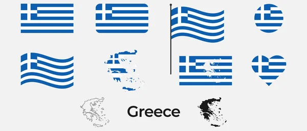 Bandera Grecia Silueta Grecia Símbolo Nacional — Vector de stock