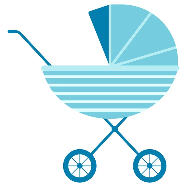 赤ちゃんの馬車のアイコン ベビーボーイ プラム ベクトル平図 — ストックベクタ