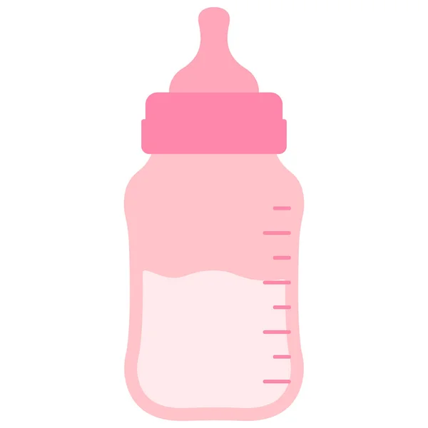 Pink Baby Milk Bottle Vector Illustration — Stock Vector