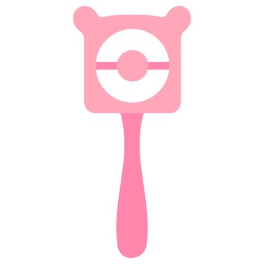 Kız için pembe bebek çıngırağı. Vektör düz resimleme