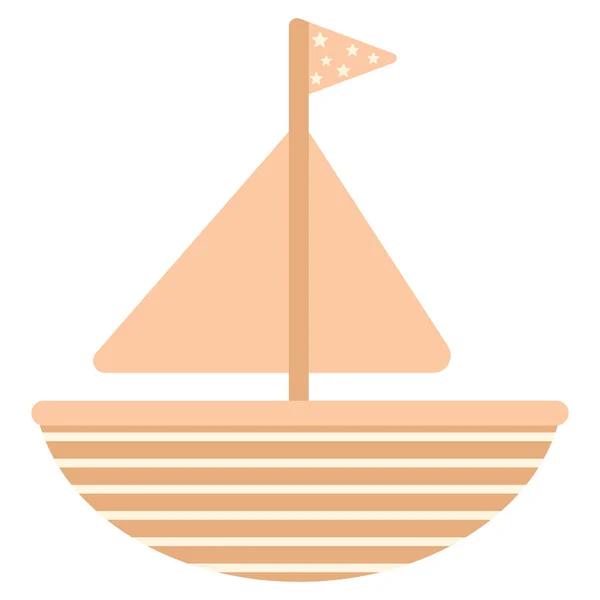 Childish Boat Sails Flag Vector Flat Illustration — Stock Vector