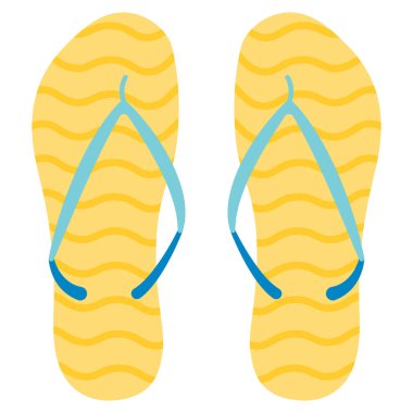Yaz sarısı çizgili parmak arası terlikler. Vektör düz resimleme