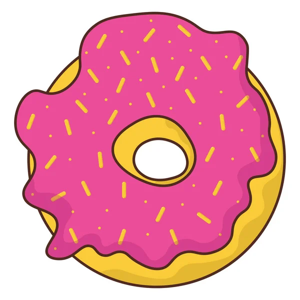 Κινούμενο Σχέδιο Πολύχρωμο Νόστιμο Ντόνατ Ροζ Γλάσο Εικονογράφηση Διανύσματος — Διανυσματικό Αρχείο