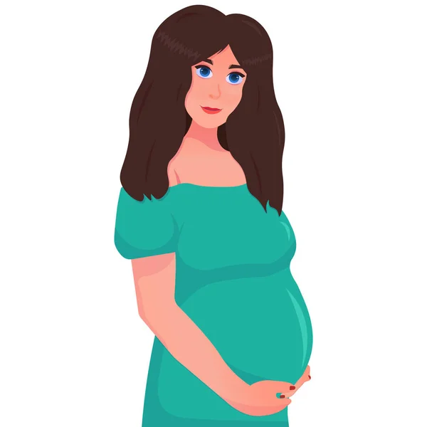 Gelukkige Zwangere Vrouw Cartoon Vector Illustratie — Stockvector