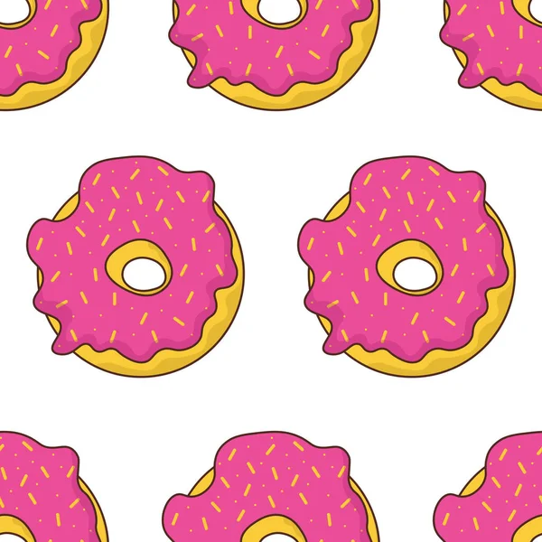 Nahtloses Muster Mit Glasierten Donuts Auf Weißem Hintergrund — Stockvektor