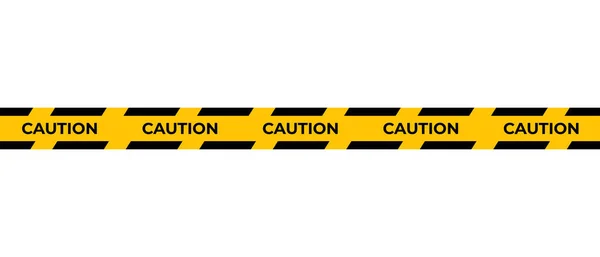 Caution Tape Horizontal Seamless Borders Black Yellow Line Striped Vector — Stock Vector