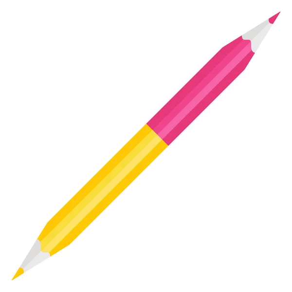 Pink Yellow Pencil Icon Vector Flat Illustration — Stock Vector