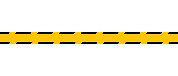 Warning Tape Horizontal Seamless Borders Black Yellow Line Striped Vector — Stock Vector