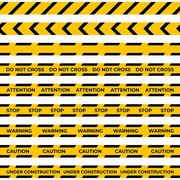 Предупреждающая Лента Горизонтальные Бесшовные Границы Черно Жёлтая Линия Полосатая Векторная — стоковый вектор